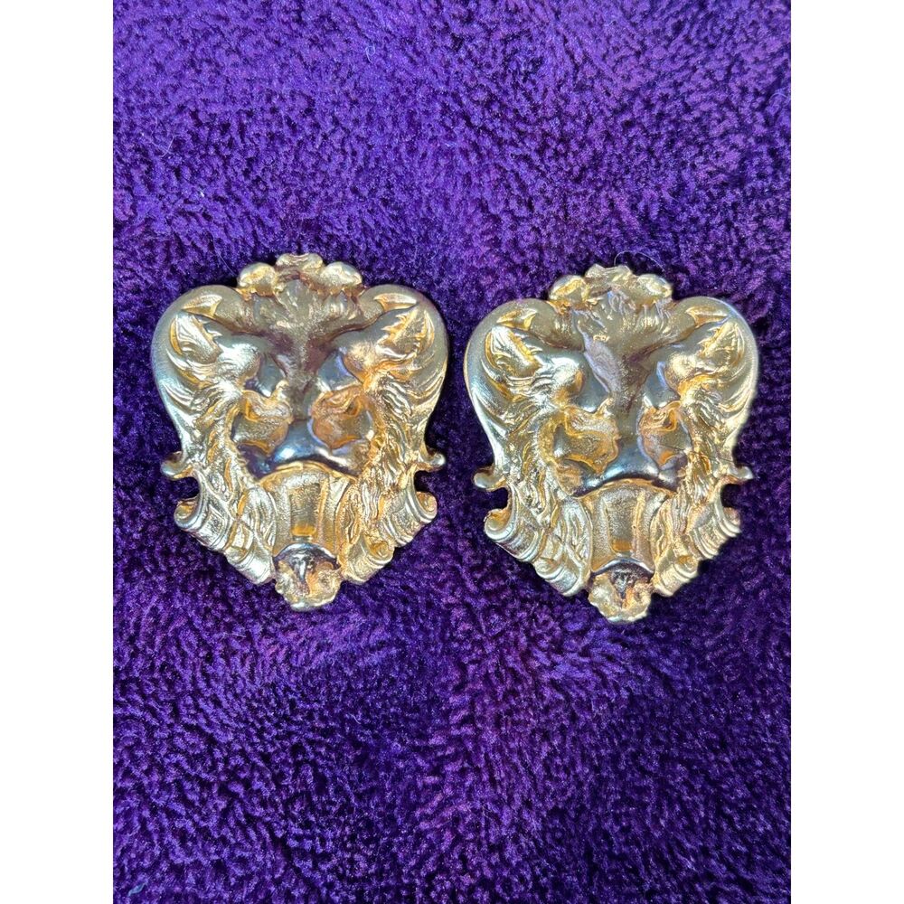 Vintage Jil Bari Roaring Lion Clip-on Earrings 1980s Statement